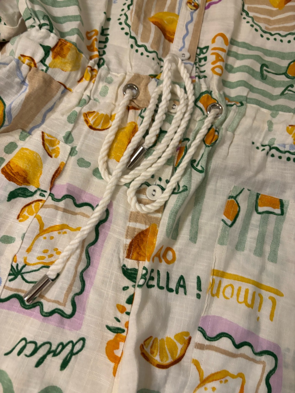 La Vie En Rose Cream with Lemon & Mint Graphic Print Romper - Picture 11 of 11